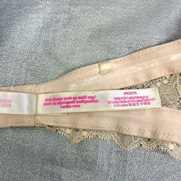 Victoria's Secret PINK Bra Woman's 34C Strapless Satin and Lace Pink - Picture 6 of 7